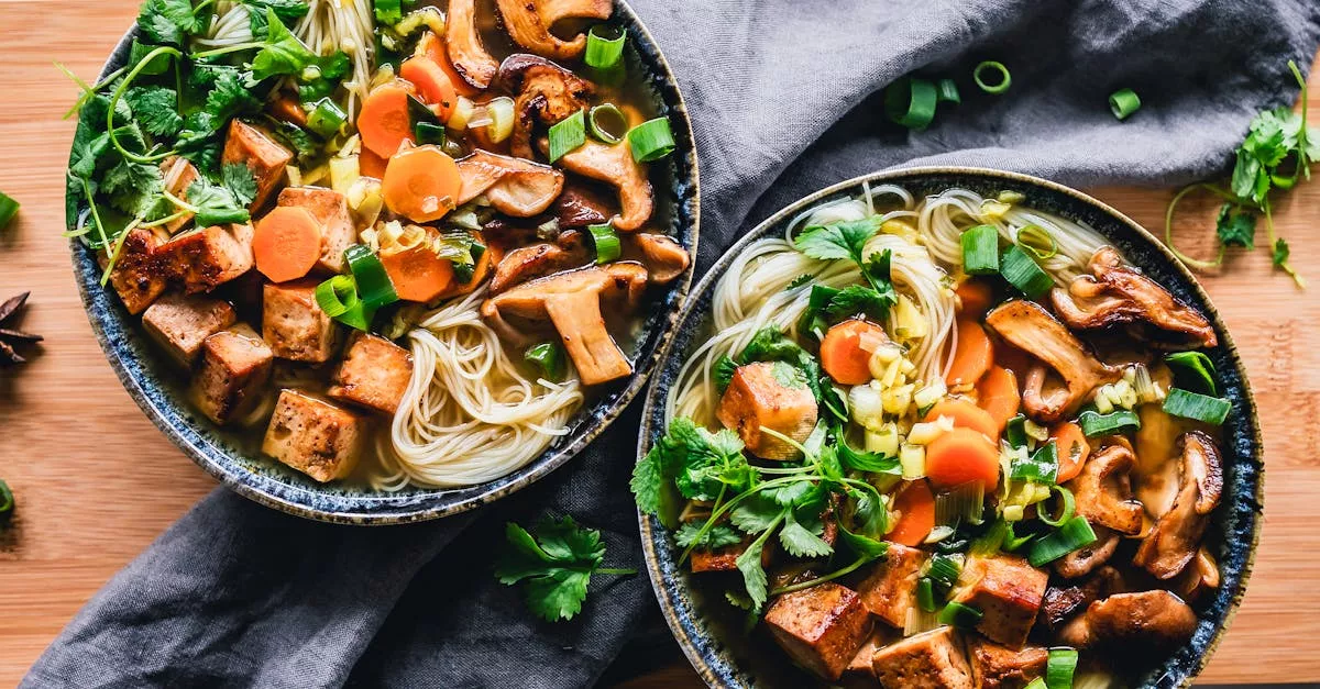 Verrukkelijke Spaghetti met Scampi, Tofu en Gestoofde Groenten 🍝